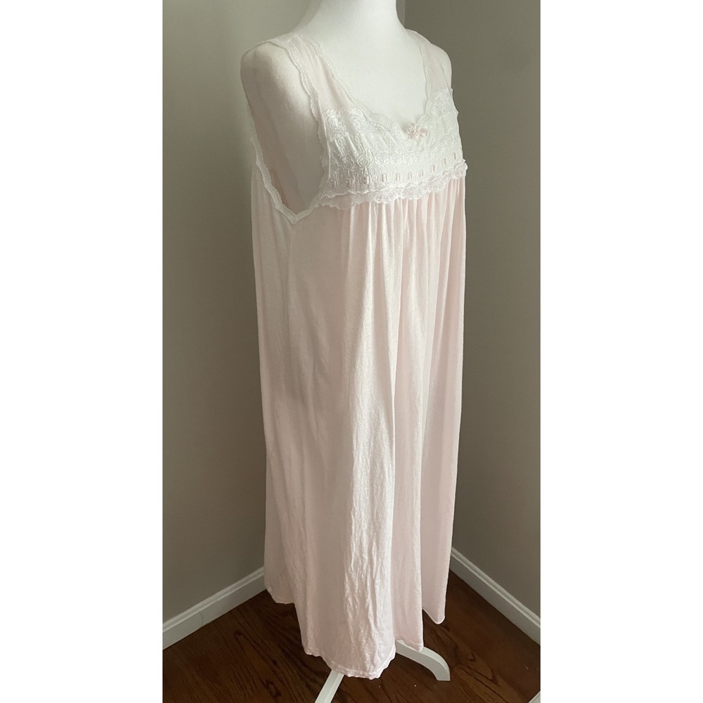 Vintage Christian Dior Long‎ Nightgown M/L Pale Pink Sleeveless Cottage Feminine - Picture 2 of 16